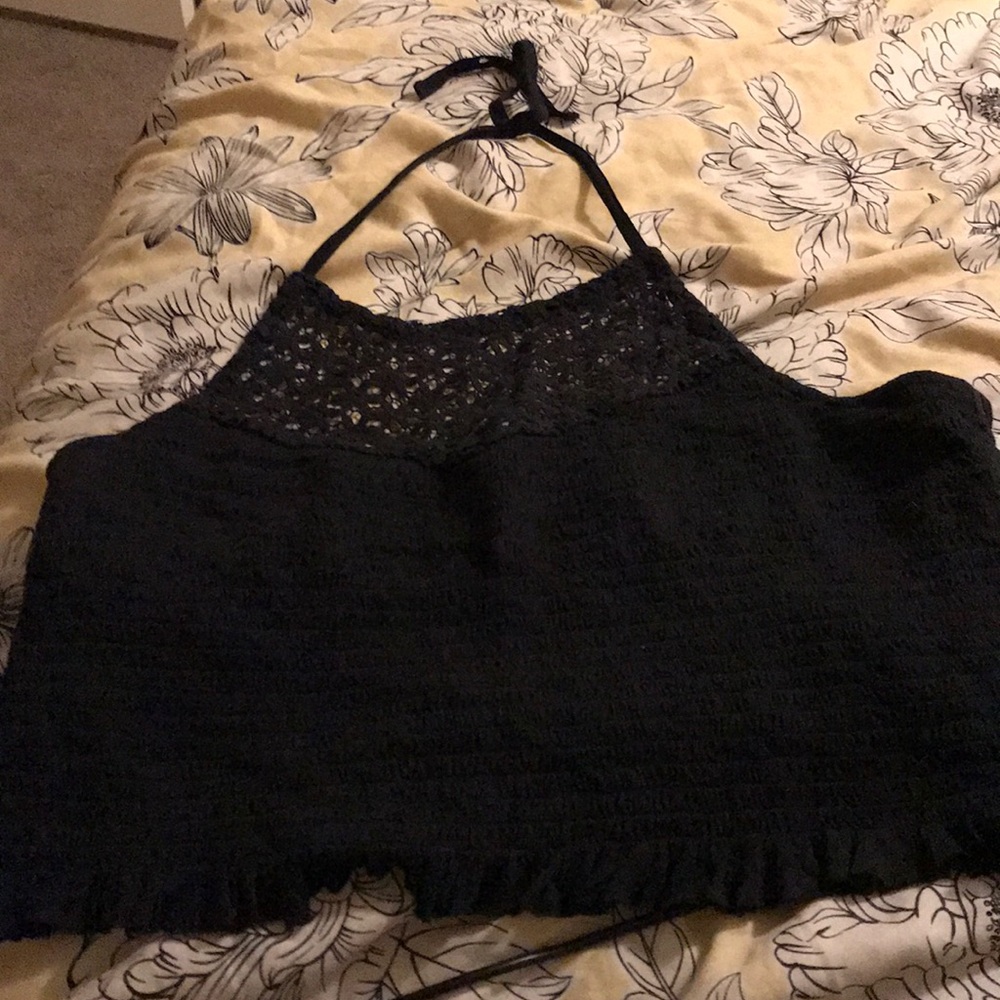 Black halter crop top
